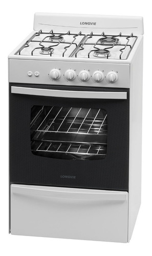 Imagen 1 de 7 de Cocina A Gas Longvie 56cm Blanca 13331bf Cajón Parrilla