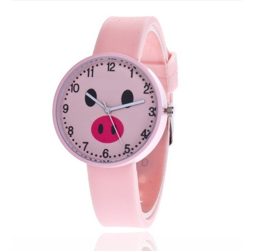 Reloj Cerdito Dama Moda Cochinito Puerquito 2019 Color De La Correa Rosa