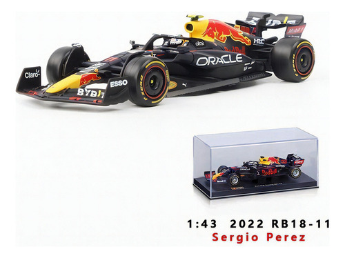 Burago Redbull Rb18 2022 #11 Sergio Pérez F1 Fórmula Coche 1:43 Color Negro Negro