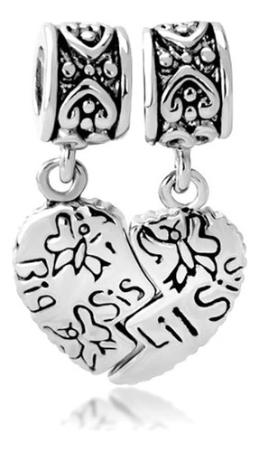 Lovelyjewelry Sterling Silver Big Sis Lil Sis Cuelga El Cora