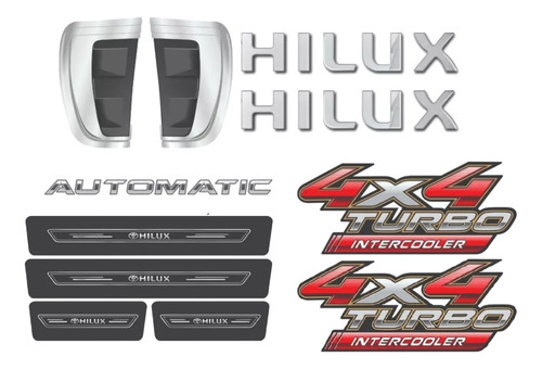 Kit Adesivos Acessórios Toyota Hilux 4x4 Soleira Aplique