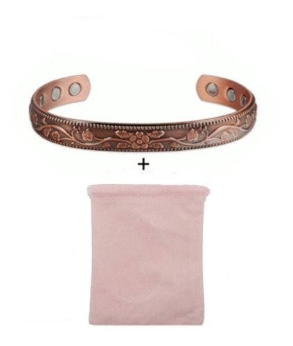 Imagen 7 de 7 de Pulsera Magnética De Cobre Diseño Rosas