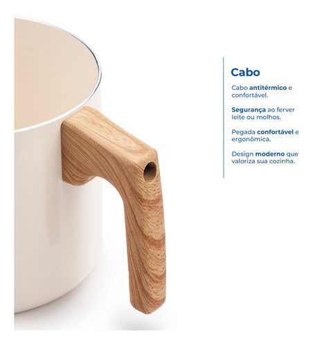 Fervedor 14cm Antiaderente Cerâmica Premium Cor Vanilla