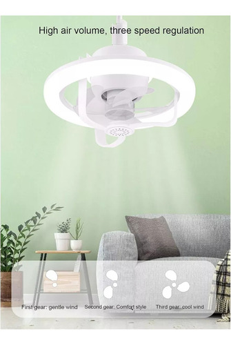 Ventilador De Techo Regulable Vanluda YF-01 Con RGB Luz Lámpara Led E27 De 40W 6 Aspas 3 Velocidades Brillo y Colores Ajustables