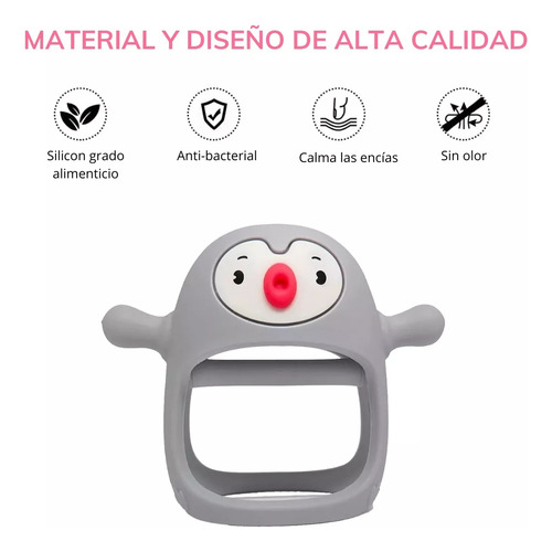Juguete De Dentición For Bebés, Pingüino Gris