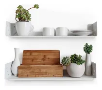 Comprar Estante Flotante 60cm Pack X2 De Chapa Repisa Libros - Muett Color Blanco