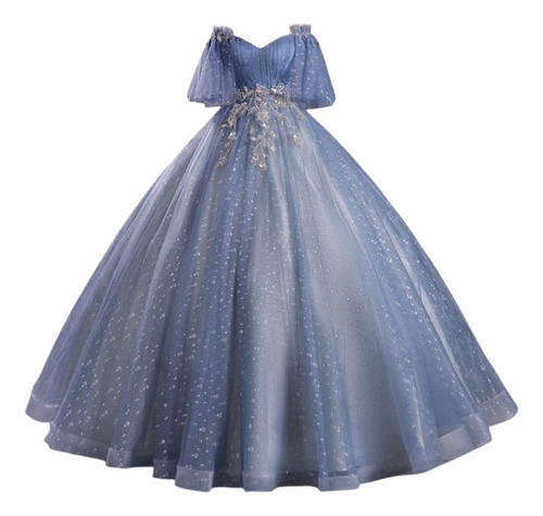 Vestidos De Quinceañera De Lujo  Azul Mangas  Barato Nuevo