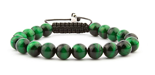 Pulsera Ojo De Tigre Verde Cierre Tejido Moda Hombre 2020