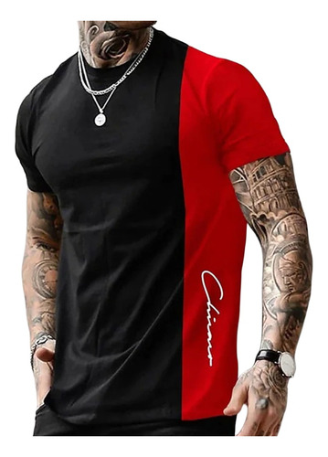 Playera Hombre Manga Corta Negra Camisetas Lycra Estampado