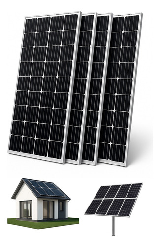 Pack X4 Panel Solar 200w Eoland Casa Kit Basico Energia Solar Monocristalino Fotovoltaico 18v