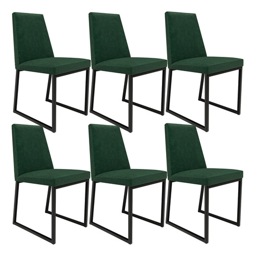 Kit 6 sillas industriales para comedor y cocina Dafne Facto, color verde musgo
