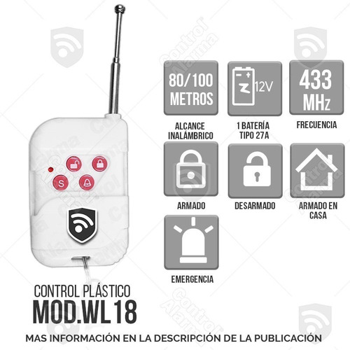 Imagen 2 de 10 de Control Remoto Plástico Seguridad Alarma Vecinal Casa Sistemas Inalambricas Botones Armado Desarmar Casa O Negocio