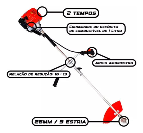 Roçadeira Gasolina Multifuncional 65cc 3hp Profissional
