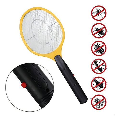 Paleta Raqueta Mata Mosquitos Moscas Recargable Usb + Cable Color Amarillo