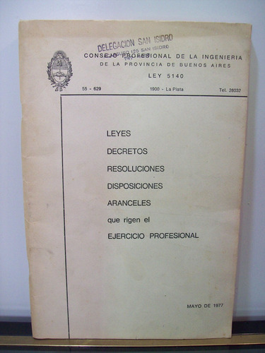 Adp Consejo Profesional De La Ingenieria Ley 5140 /bsas 1977
