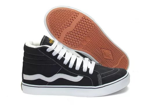 Tenis Skate Mad Rats Original Cano Alto Preto Faixa Branca