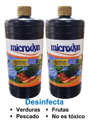 2 Microdyn Microbicida 1 Litro Desinfectante Alimentos Pack