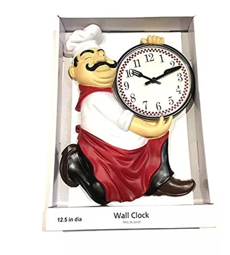 Reloj de pared Vintage para decoración del hogar, estatua de Chef