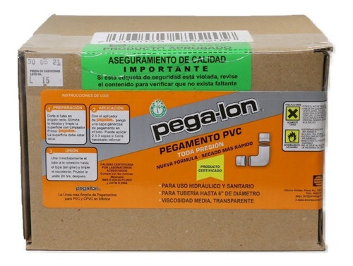 Imagen 3 de 4 de Pegalon Cemento Pvc Clima Caliente Caja Con 4botes De 500 Ml