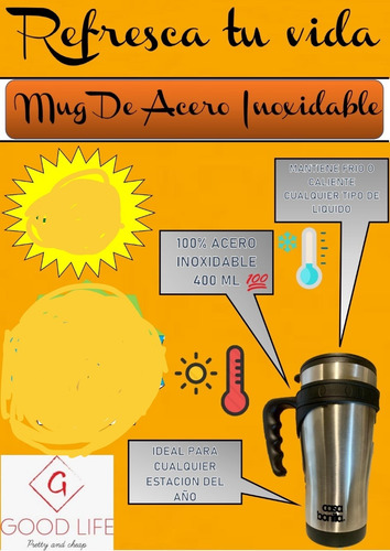 Mug Térmico Acero Inoxidable 400ml Nuevos
