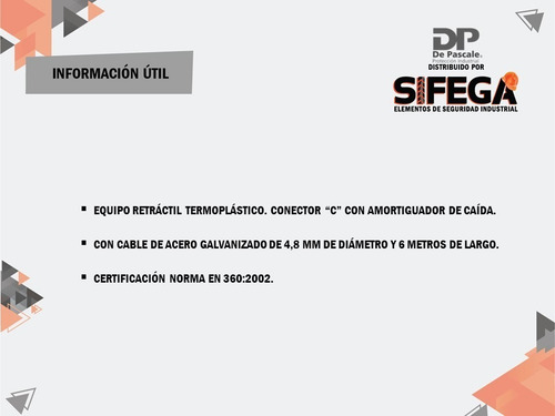 Imagen 3 de 4 de Equipo Retráctil Cable Acero 4.8 Mm 6 Mt Largo+ Amortiguador
