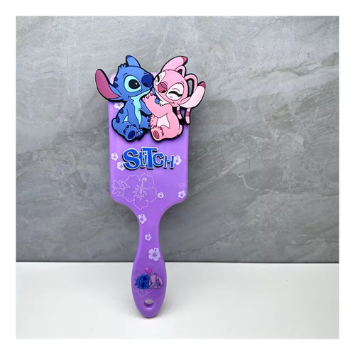 Cepillo Stitch Para Cabello Desenredante Peine Accesorios Lila