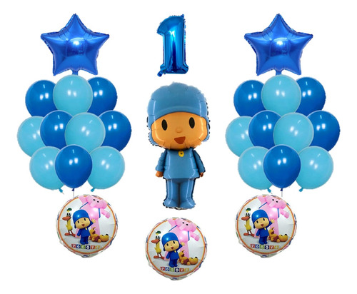 Kit Globos Metalizado Pocoyo Decoración Fiesta