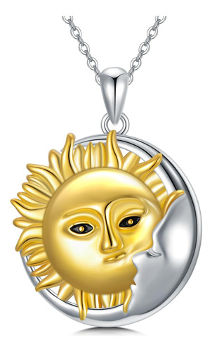 Yeesia Collar De Sol Y Luna De Plata De Ley S925 Con Colgant