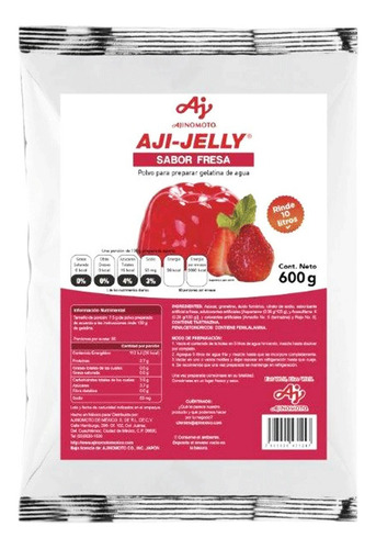 Polvo Para Preparar Gelatina De Fresa, Aji-jelly, 600 G