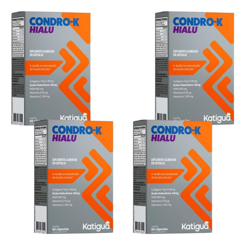 Kit Condro-k Hialu Com 4 Caixas De 60 Cápsulas Cada