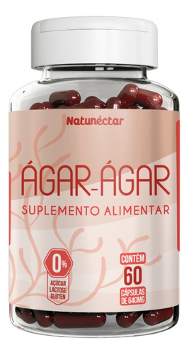 Ágar-ágar 630mg 60 Caps Gelatina Natural Suplemento Sabor Sem Sabor