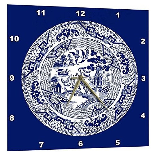 Patrón De Sauce En Azul Y Blanco De Delft  Reloj De Pa...