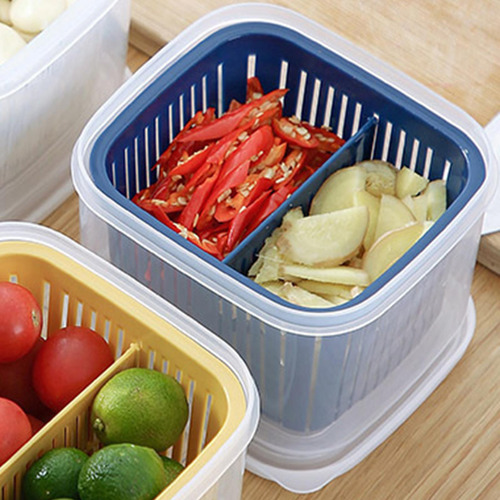 Organizador De Alimentos Para Refrigerador Con Tapa Azul