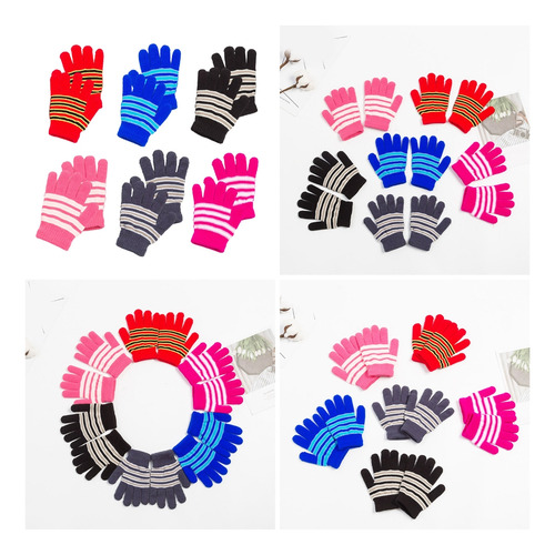 Guantes Con Estampado De Rayas (bk), Guantes Cálidos Para To