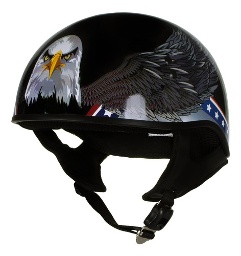 Casco Para Moto Hot Leathers T68 'eagle' Talla M Color Negro