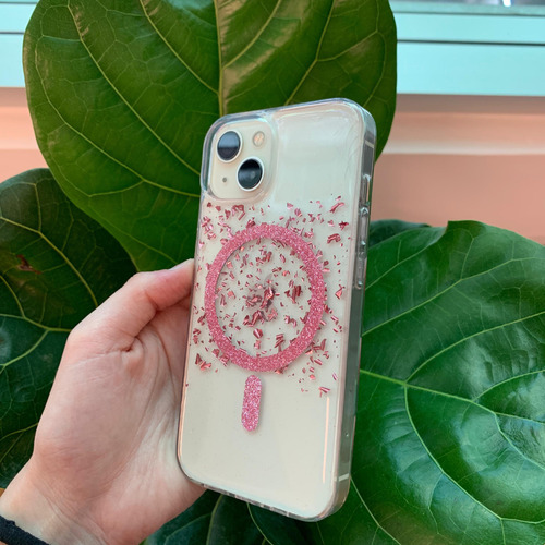 Funda Magsafe Glitter Rosa Para Iphone 11-16 Pro/promax Glitter Rosa Iphone 16 Pro Max