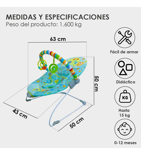 Silla Mecedora Con Vibración Para Bebés Con Juegos Bouncer
