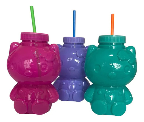 Hello Kitty Chela Botella 1 Litro Con Popote Colores 20 Pzs