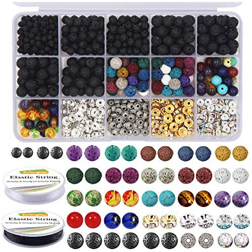 602pcs Kits De Piedras De Cuentas De Lava Cuentas De Ch...