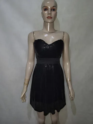 Vestido Festa Balada Curto Preto Tam P Paetes Marisa Usado