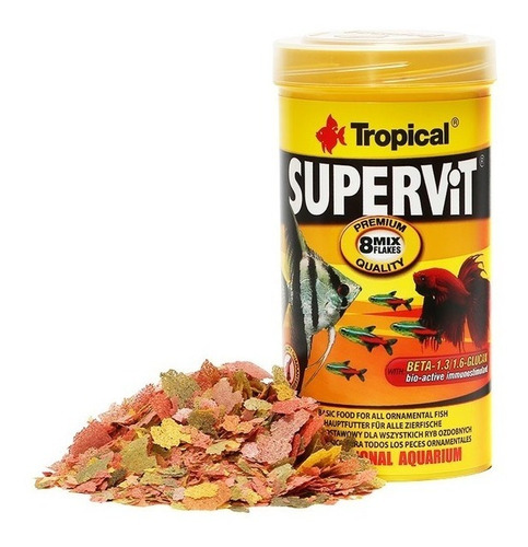 Aliemento con 8 tipos de escamas y vitaminas Tropical Supervit 100g