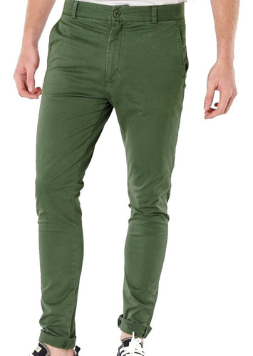 Pantalon Hombre Bensimon New Chino Rock Gabardina Verde O