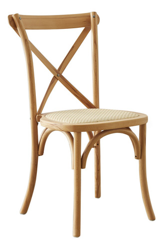 Silla De Comedor Cocina Cross De Madera De Roble Asiento Tejido Esterilla De Rattan Natural Color De La Estructura Roble Claro X4 Unidades