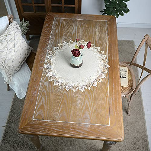 Artable Mantel De Lino Con Encaje Gris Para Cubrir Mesa, Po