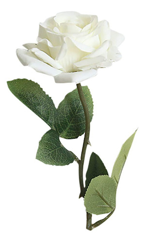 Ramo Rosa Artificial Tallo Largo Flor Seda Blanca Realista