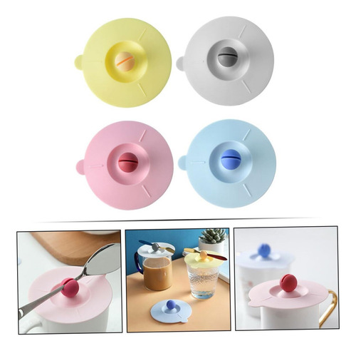 4 Unidades De Tampa De Copo De Silicone Tampa De Copo