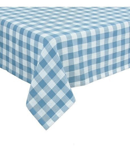 Mantel Cuadros Gingham, 65x108 Pulgadas, Azul.