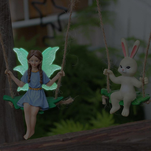 2 Piezas Estatuas De Jardín De Hadas Adorno Colgante De