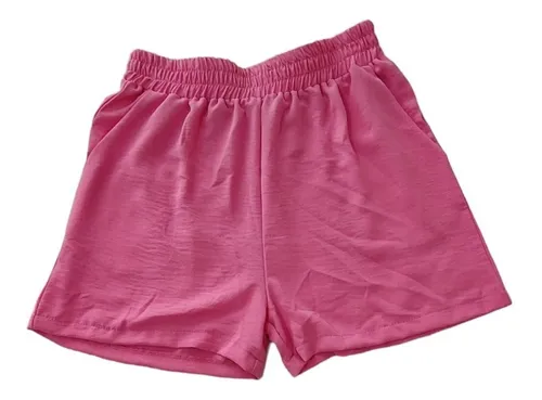 Short Corto Rosa Bolsas A Los Lados El stico A La Cintura