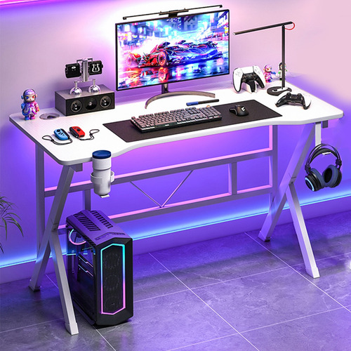 Escritorio Gamer Moderno Multifuncional Ergonómico Minimalis Blanco